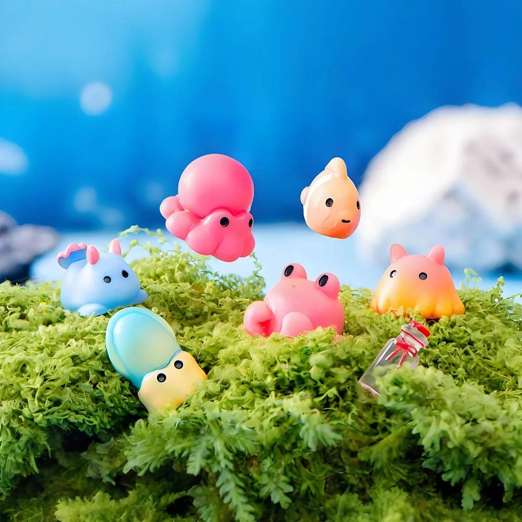 10/20Pcs Mini Ocean Resin Animals Tiny Sea Animals Figurines Mini Fish For Diy Fairy Garden Glass Container Potted Plant Decor