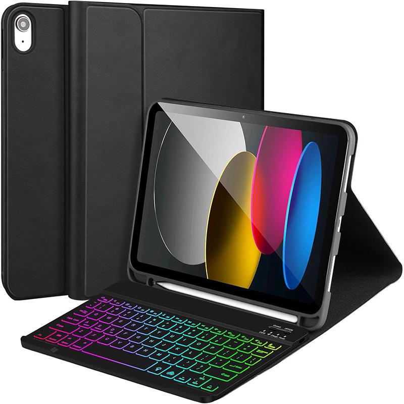 Colorful Backlit Keyboard Case for iPad 11th Gen - A16 Detachable Keyboard with Pen Holder