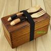 AOOSY Bento Square Lunch 800ml with Natural Lacquer Wooden Spoon and Handmade Large Capacity Lunch Box for Commuting and School Box, Two-Tier Box,