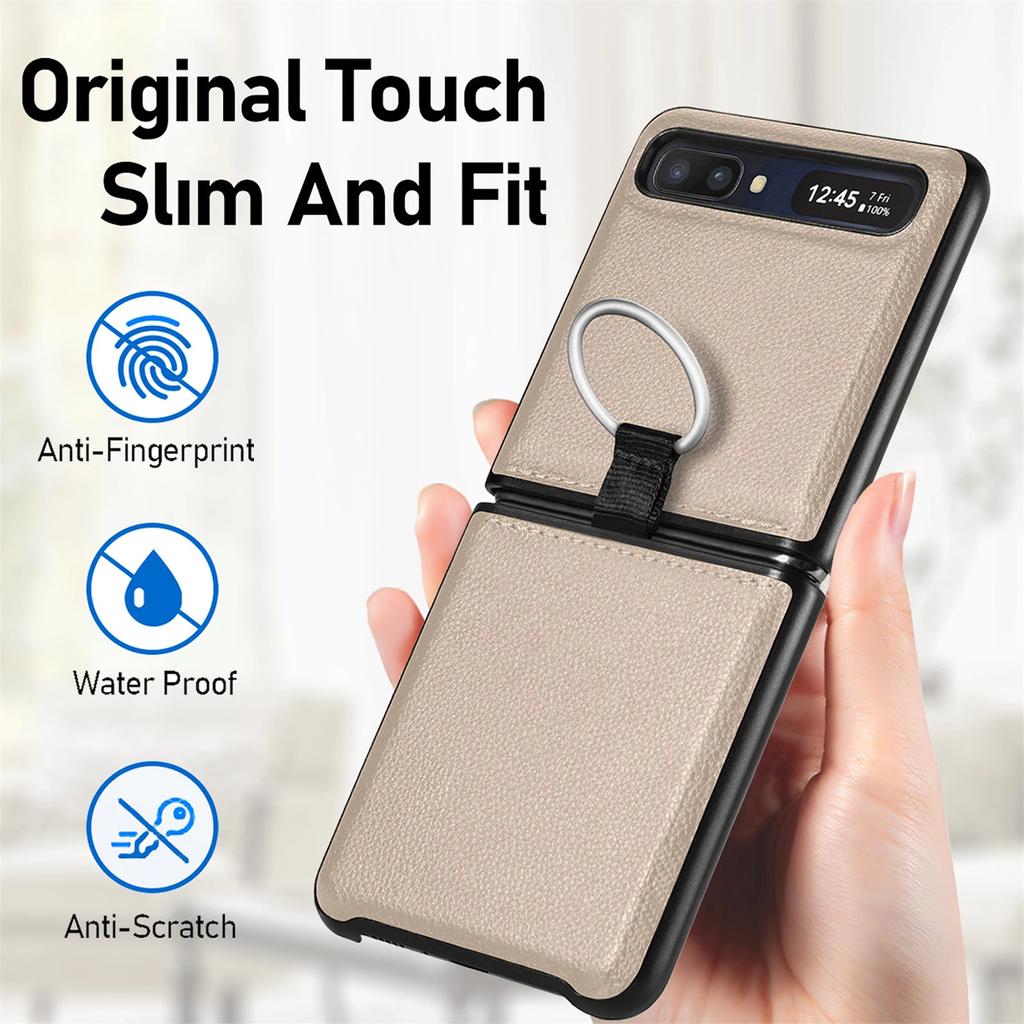 Finger Ring Holder Leather Case for Samsung Galaxy Z Flip 2 7 Flip7 Flip2 Flip6 Flip 6 5 4 3 Flip3 Flip5 Flip4 5G Fundas