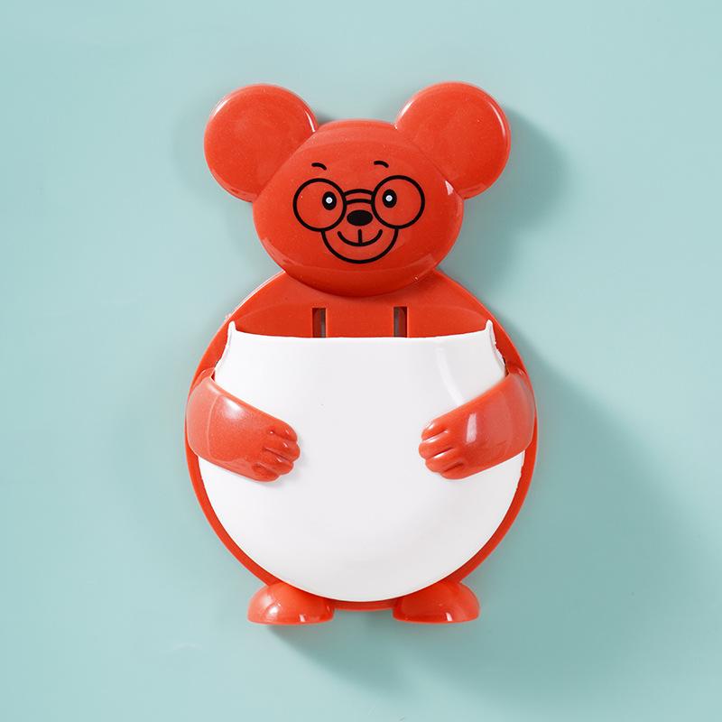 

Настенный контейнер для хранения в виде медведя, подставка для зубных щеток и зубной пасты с дренажем для ванной комнаты, кухонное хранение, корзина для палочек для еды, хранение в гостиной оранжевый/красный