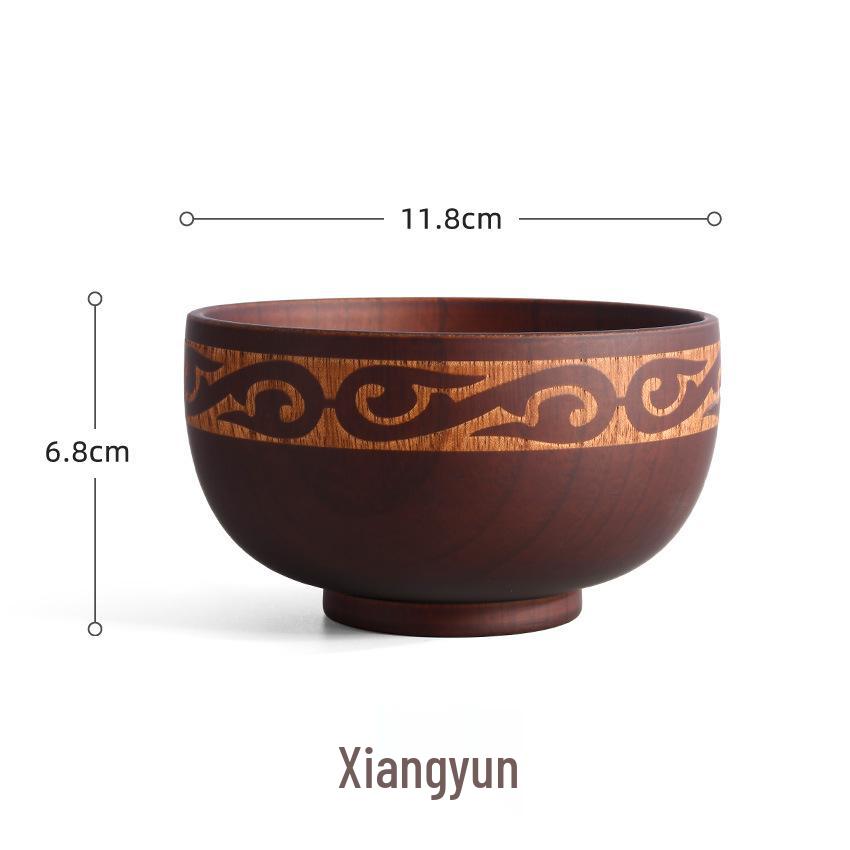 Mongolian Ethnic Carved Jujube Wood Bowl for Traditional Milk Tea