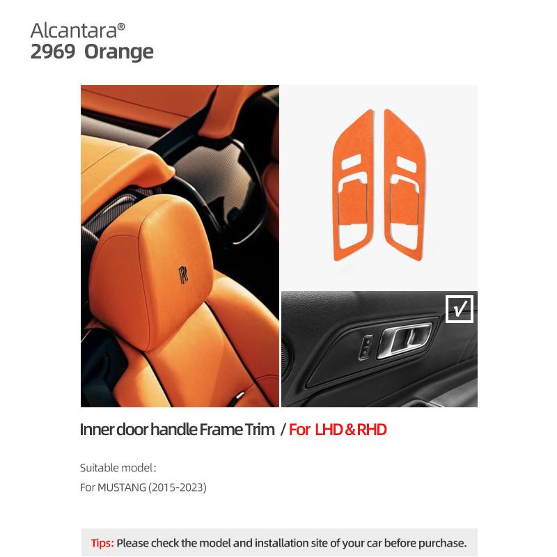 Make of Alcantara Betterhumz For Ford Mustang 2015- Auto Door Bowl Handle Trim Sticker Tuning Decor Car Interior Accessories