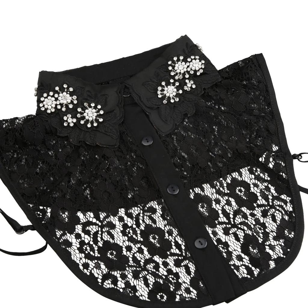 Chiffon Revers Falscher Kragen für Damen Abnehmbare Kragen Halbes Hemd Bluse Oberteile Abnehmbarer Faux Col Weiblich Nep Kragie