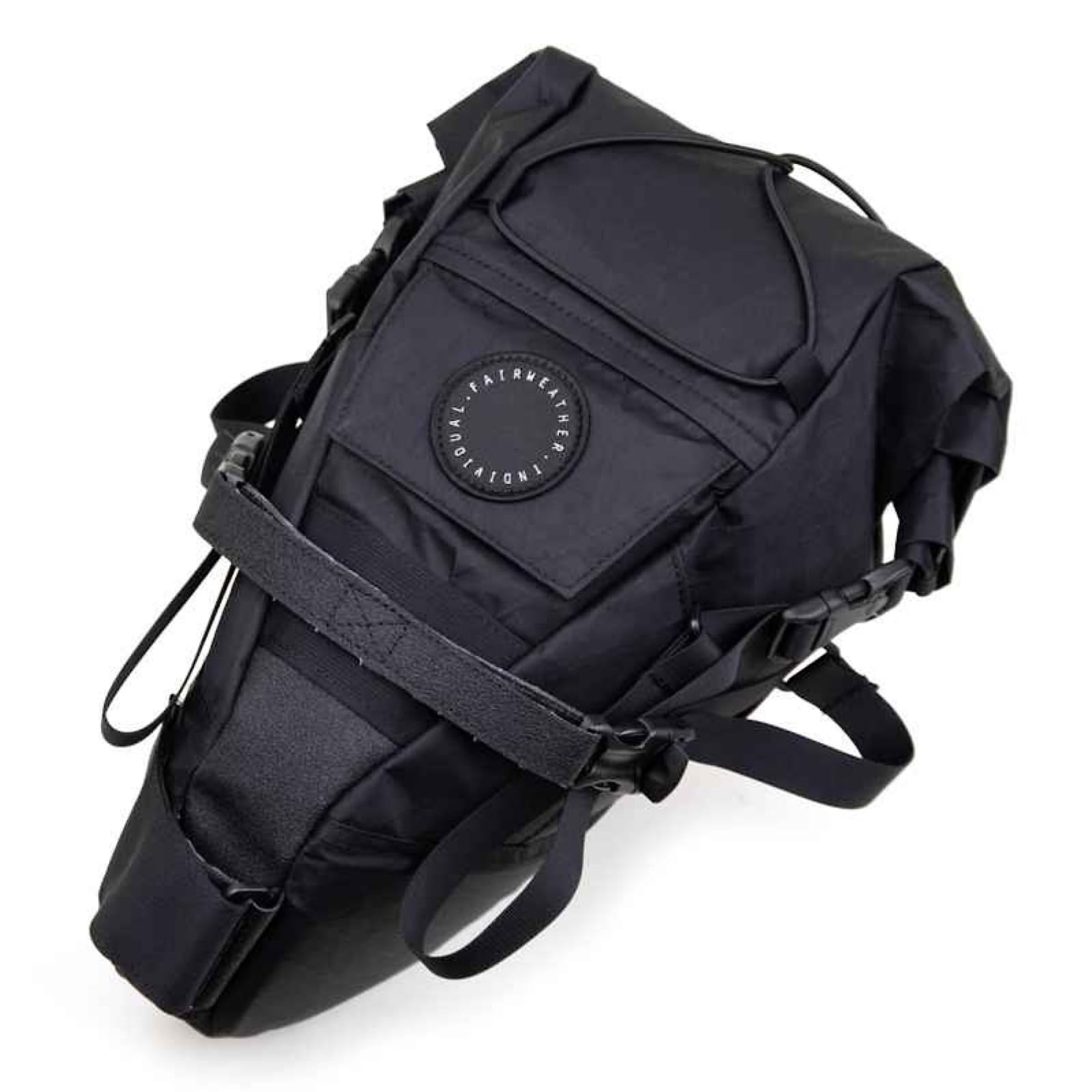 

FAIRWEATHER Seat Bag - Bicycle Saddle Bag, Large Capacity, Waterproof, Suitable for Bikepacking and Touring (Black/X-Pac)