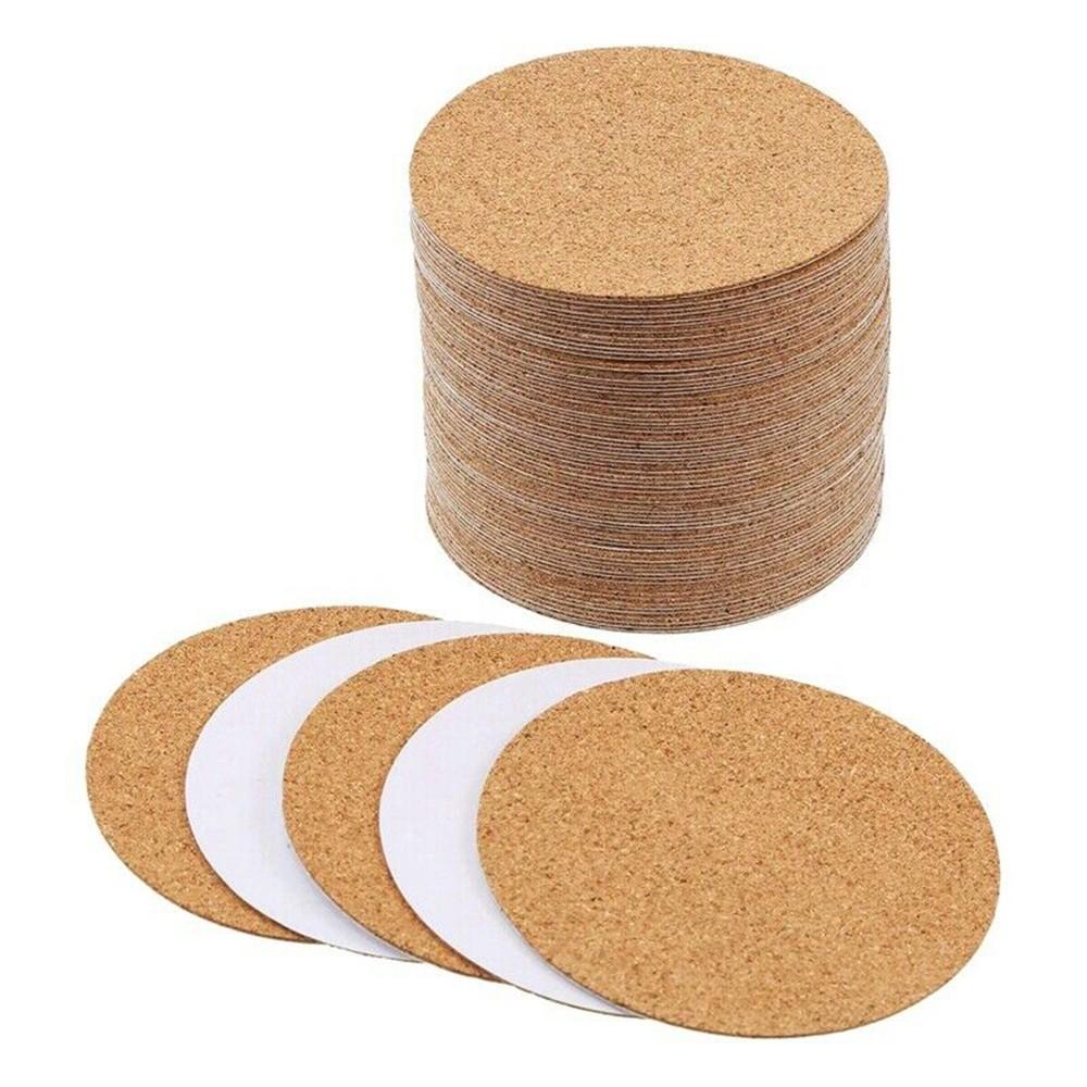 60pcs Cork Coasters Cork Backing Sheets Adhesive Cork Coaster Round For Coasters Christmas Home Decorations