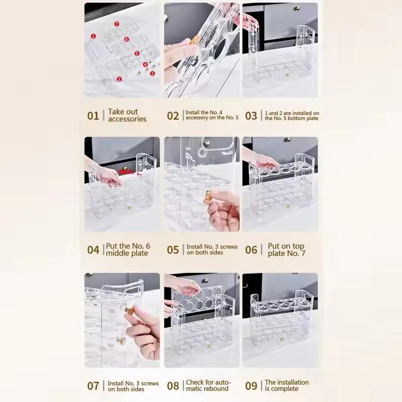30 Grids Egg Refrigerator Storage Box Reversible Carton Home Kitchen Tray Multi-layer Rack Organizer Timing Holder Container Bin