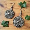 Vintage Ethnic Engraved Disc Shield Drop Earrings for Women Men Nordic Viking Tribal Warriors Dangle Earrings Aesthetic Jewelry