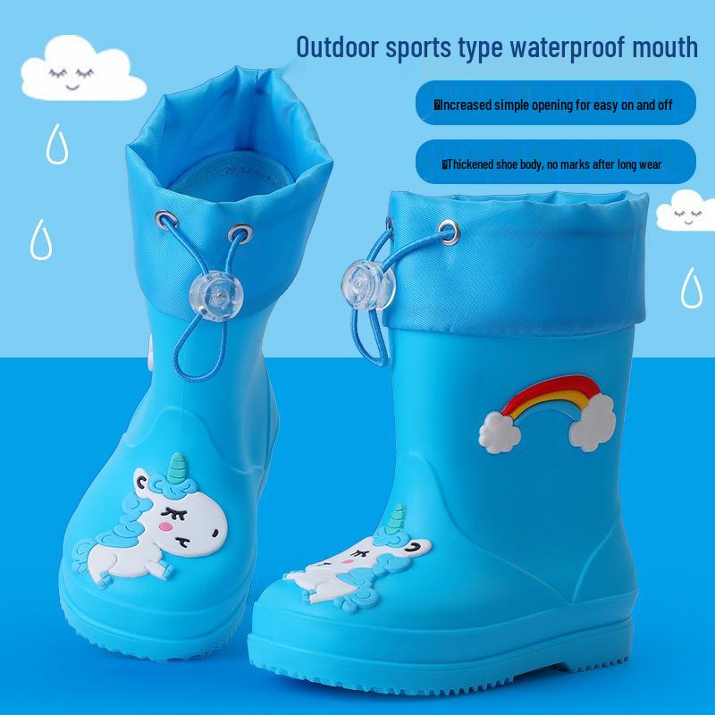 Children's Cartoon Rain Boots - Waterproof, Non-Slip Rubber Shoes for Boys and Girls