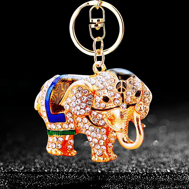 Adorable Elephant Metal Keychain With Sparkling Rhinestones Perfect For Gifts And Accessories