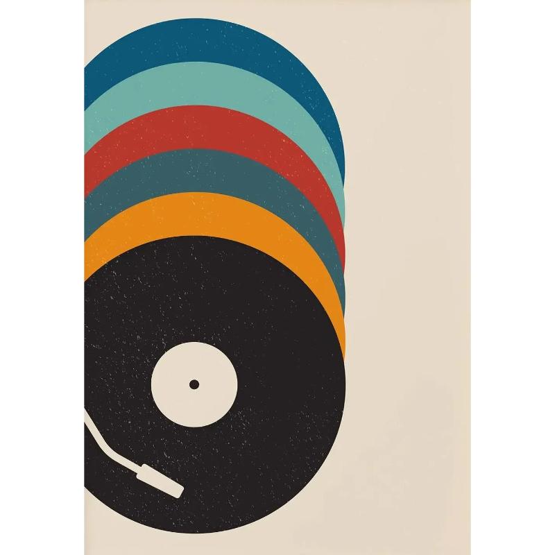 Retro Record Poster Print Mid Century Music Minimal Pastel Canvas Poster Colorful Wall Art Minimalist Room Home Decor