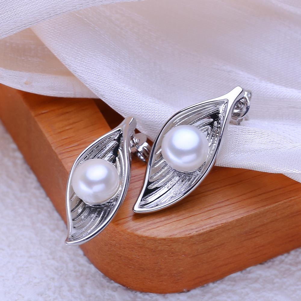 LSOOYH Náušnice z přírodních sladkovodních pěstovaných perel Stříbrná barva Pecky Módní dárky pro ženy Velkoobchod