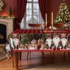 Winter Christmas Tablecloth Red And Black Checked Snowman Reindeer Print, Coffee Table Round Tablecloth, Restaurant Decoration