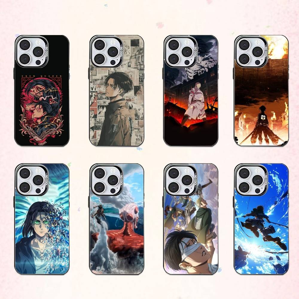 Cool Attack On Titan Freedom Phone Case For iPhone17,16,15,14,13,12,11 Plus,Pro Max Colored Silver Plated Inside Cover