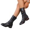 Medium Heel Black Fashion Boots 2024 Not Knee Mid-calf Back Zip British Style Botas Mujer Casual Versatile Winter Shoes Women