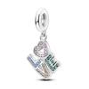 Multi Color Charms Fit Fashion Original Bracelets 925 Silver Colorful Zircon Rainbow Bead Love Heart Clip Charm DIY Jewelry