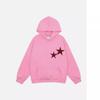 American trendy brand star print men's and women's hooded sweater oversize couple's top, with hat rope