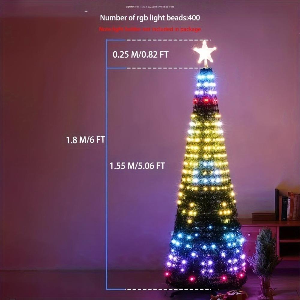 Christmas Tree Lights Outdoor Christmas Decoration with Remote Control and APP Control RGB Color-changing String Lights 400 LED  Timer for Christmas