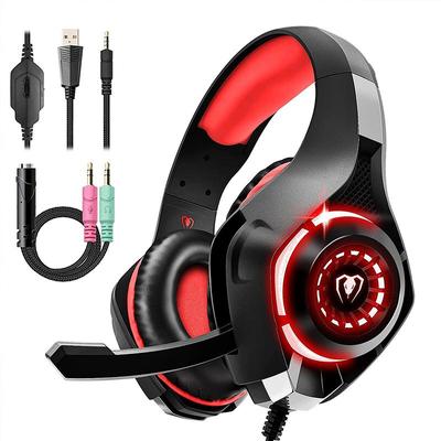 Stereo Gaming Headset για Playstation 4 PS4 PS5, Over-Ear ακουστικά με μικρόφωνο και φώτα LED για Xbox One, PC, Laptop