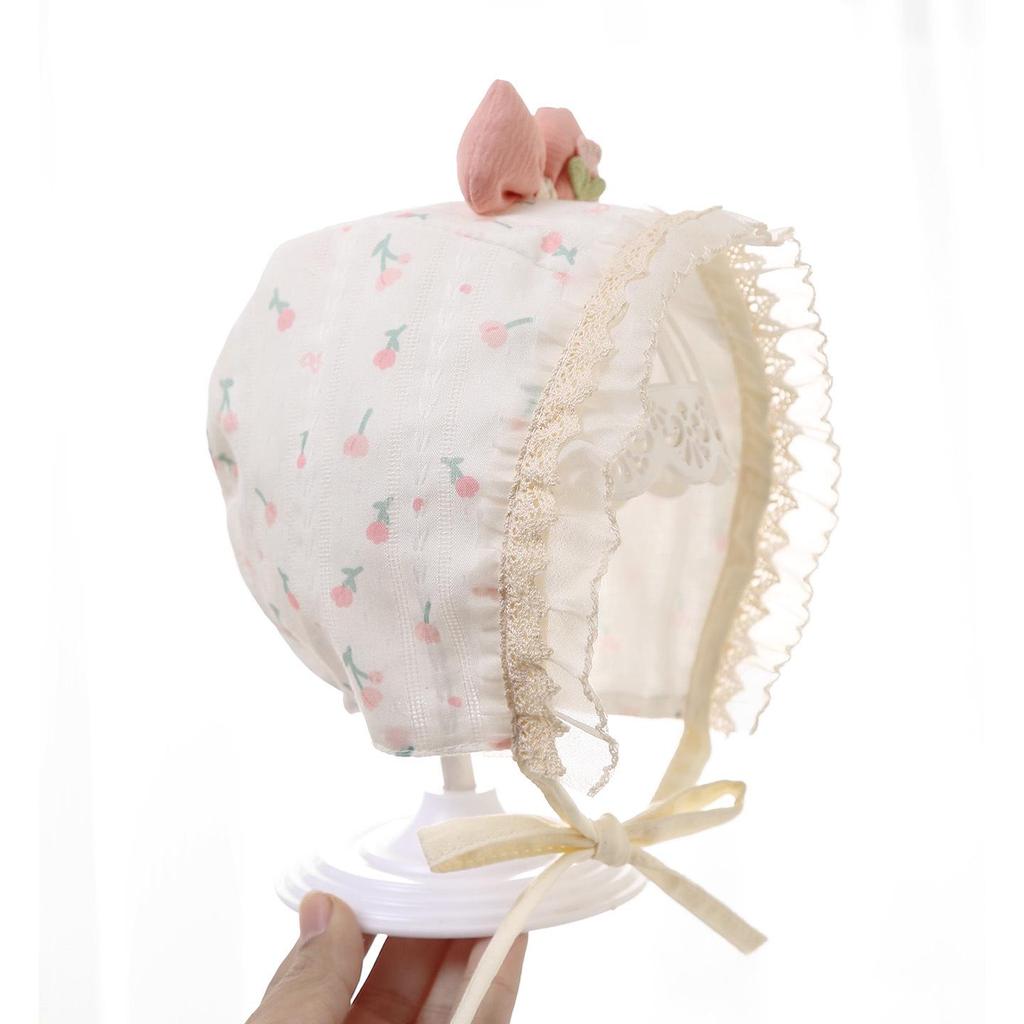 Newborn Girls' Ear Protection Lace Hat, Spring/Summer