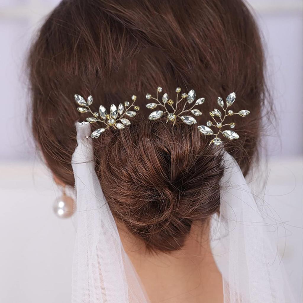 3Pcs Bridal U-shaped Pin Metal Barrette Clip Hairpins Rhinestone Wedding Hairstyle Design Tools Women Wedding Hair Accessories