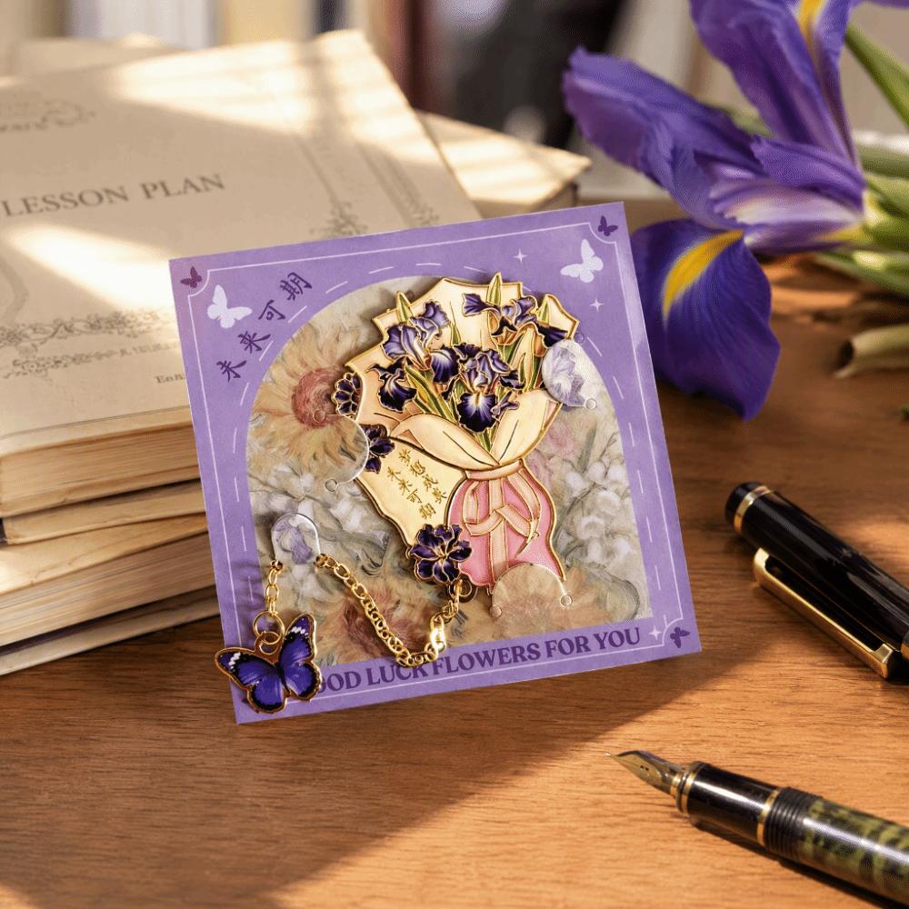 Vintage Metal Iris Flower Bookmark Iris Flower Decorative Bookmark Office Reading