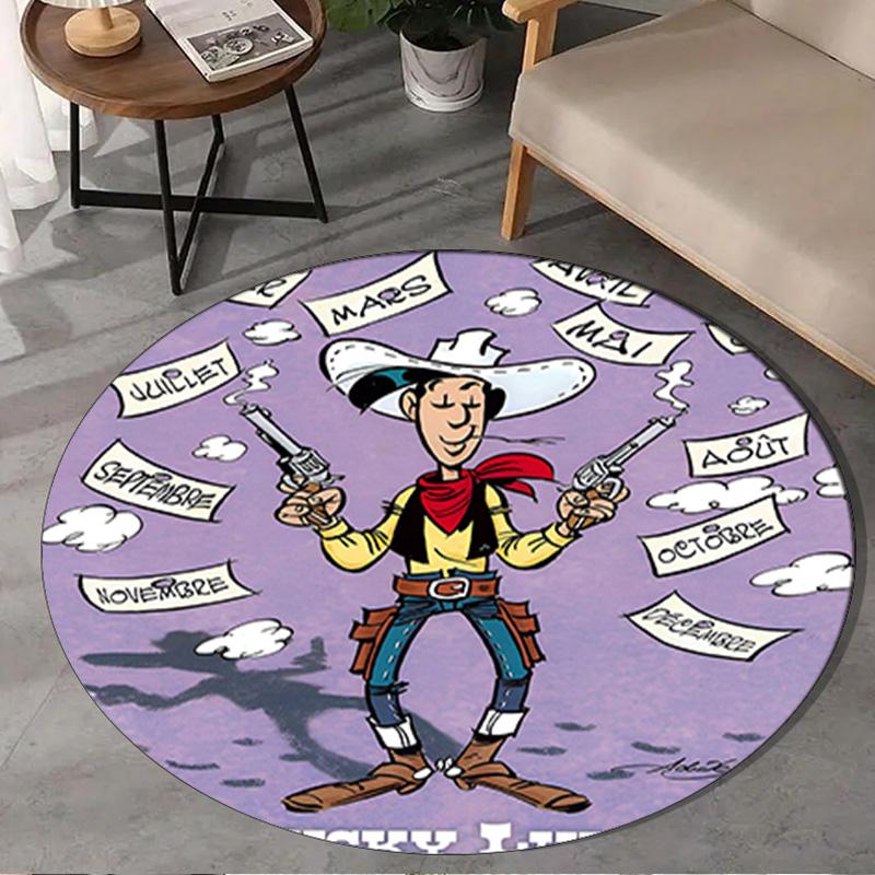 Luke Wild West Round Rug for Livingroom,Bedroom, Palyroom, Chair Rug, Area rug, Circle Carpet, Large Size Fan Christmas gift