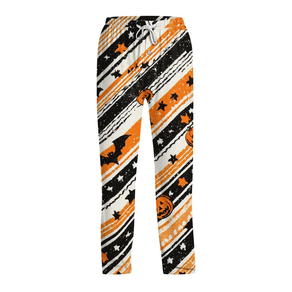 Men's Halloween Print Drawstring Lounge Pants Casual Sleepwear Bottoms Relaxed Fit Lightweight Fabric Comfortable Waistband