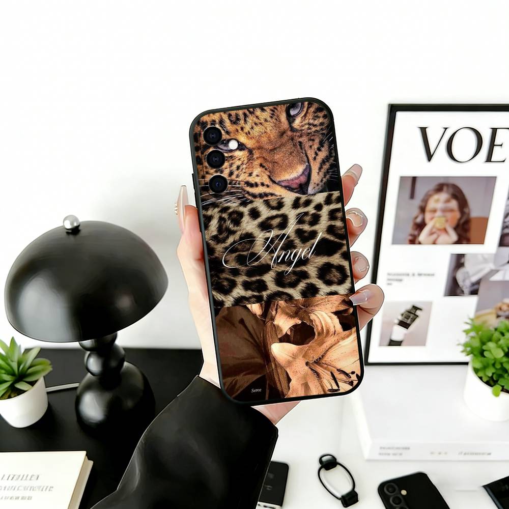 Fashion leopard print Phone Case For Samsung Galaxy A73,A72,A71,A70,A53,A52,A51,Soft Silicone Black Cover