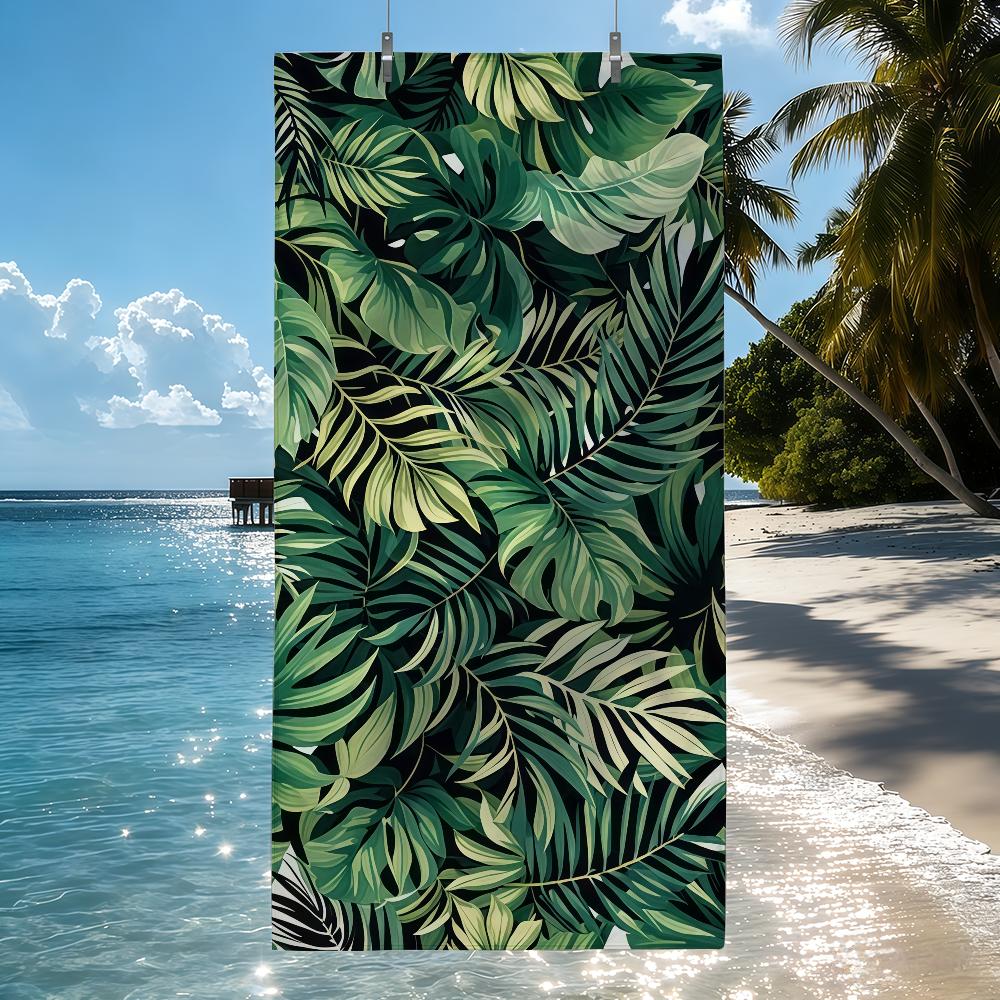 

Island Vibes Tropical Leaf-Print Towel Quick Drying Beach Towels Are Suitable For Swimming Pools Camping Yoga And The Gym W40*H60(CM)