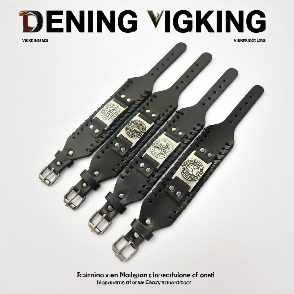 HNSP Viking Rune  Accessories Wrap Leather Bracelet For Men Adjustable Size