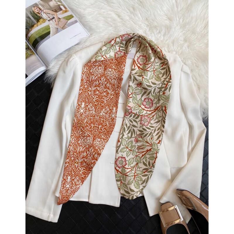 NINA SOLOR Vine Flower Double-Sided Mulberry Silk Scarf