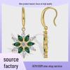 Snowflake Zircon Earrings: Elegant Green & White Christmas Design for Women
