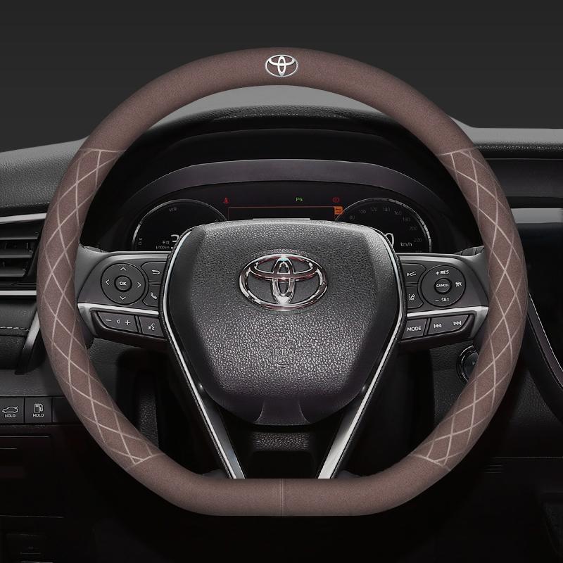 For Toyota 2026 Hot Hub Caps 38cm Suede Car Steering Wheel Cover For Toyota Hilux Aygo Corolla Yaris Rav4 Camry CHR  15 Inch Non