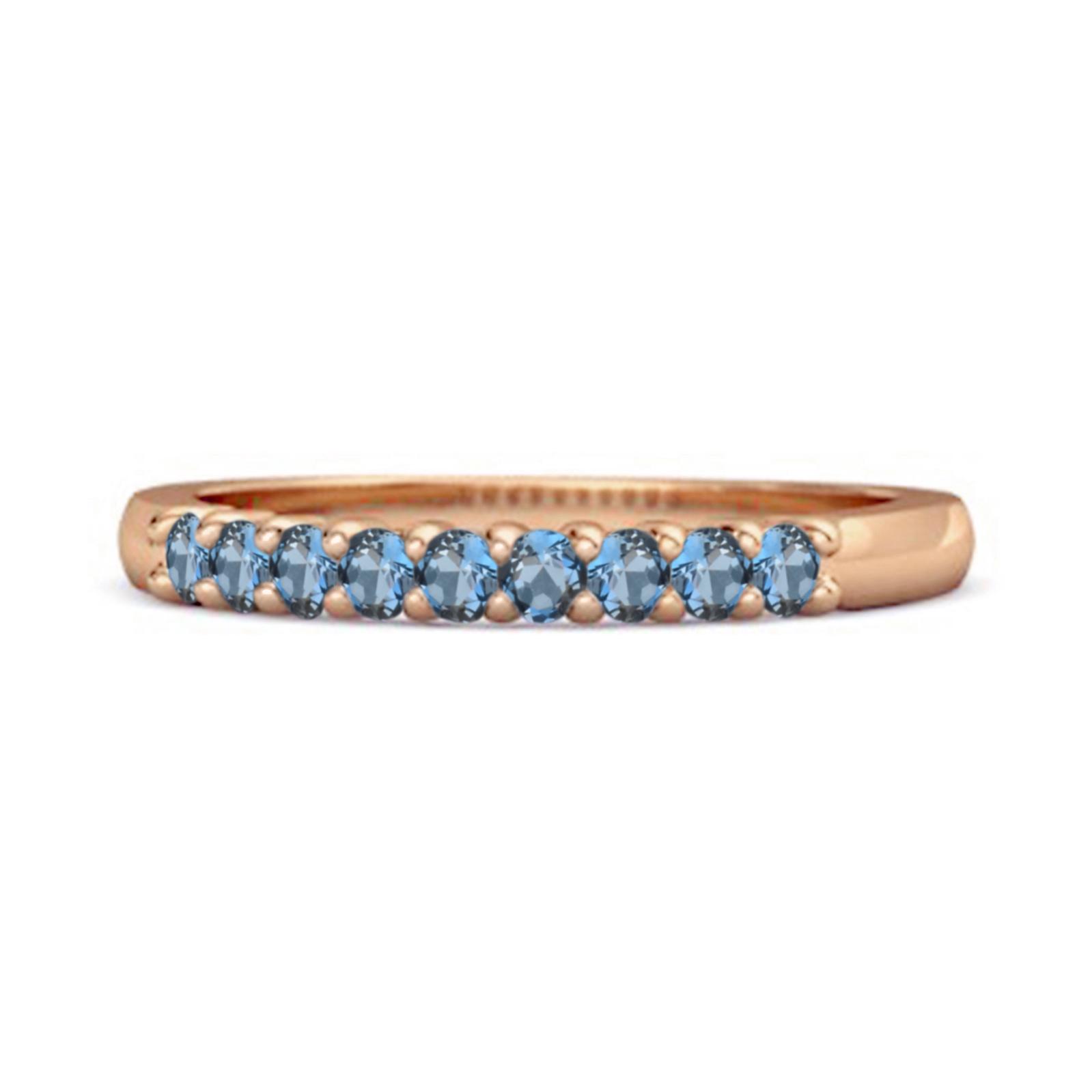 London Blue Topaz Band Petite Eternity Ring - 925 Sterling Silver Rose Gold Vermeil 12 ярко-розовый
