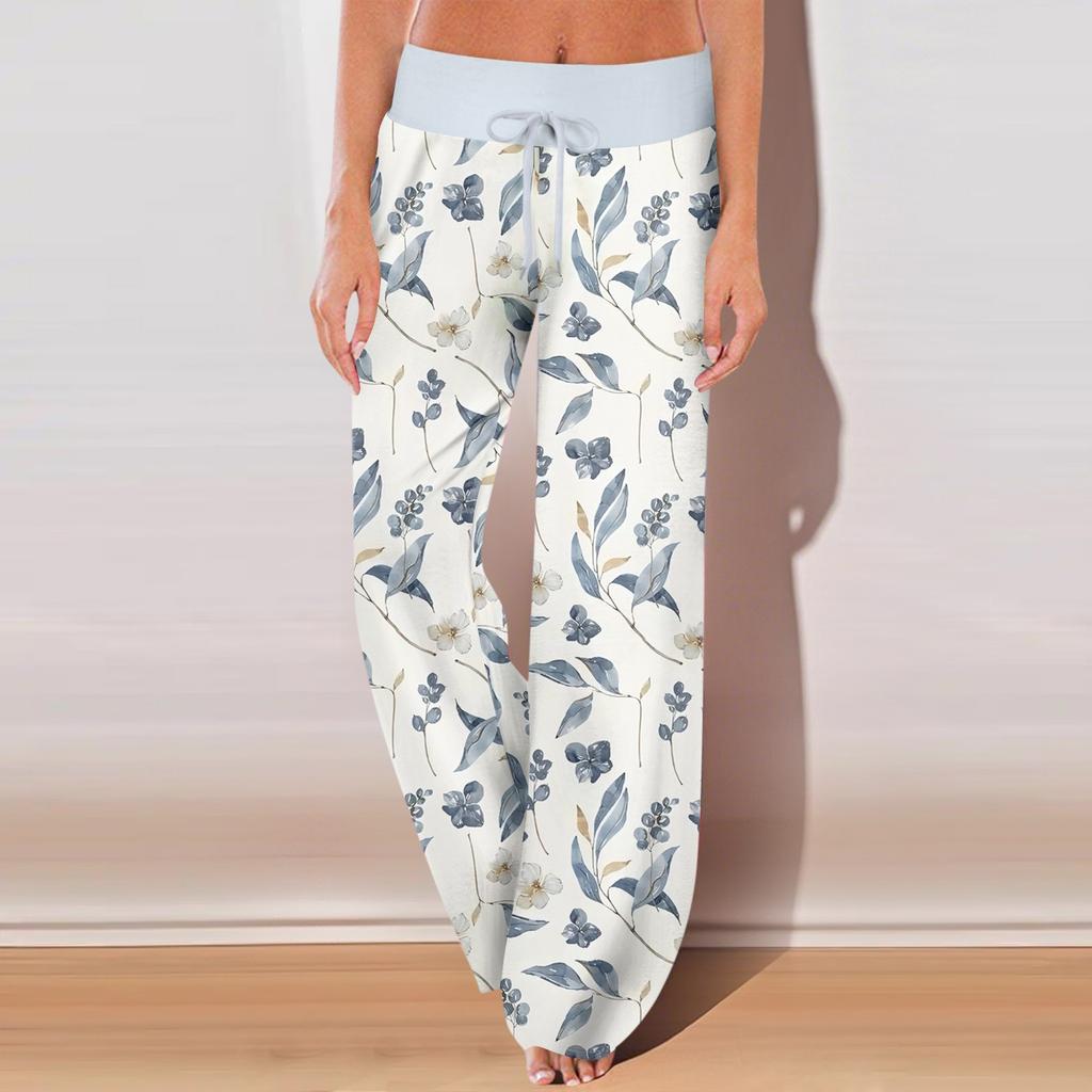 Women's Casual Sports Pants Vintage Printed Pajama Pants With Pockets