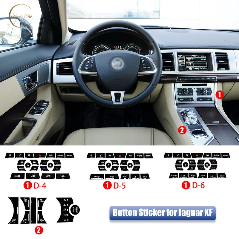 Per Jaguar XF Adesivi Pulsanti Neri 2012 2013 2014 2015 Soluzione Pulsanti Appiccicosi Per Jaguar XF X250 Accessori Modifica Auto
