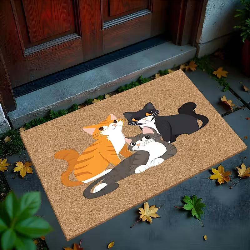 Retro Cartoon Cat Floor Mat, Entrance Door Mat, Dirt-resistant and Wear-resistant Foot Mat, Festival Floor Mat, Easy To Take Care of Floor Mat