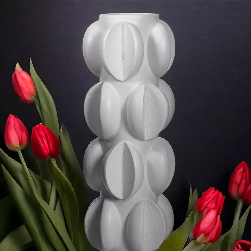 Tall Decorative Vase, White Matte - 37cm