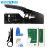 RJ45 Crimp ToolKit Pass Through Ethernet Crimping Tool for Cat7 Cat6 Cat5e 8P8C Connectors,Strain Relief Boots with RJ11 Cable Tester,Mini Stripper,