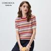 Women's Mulberry Silk Striped Knit T-Shirt