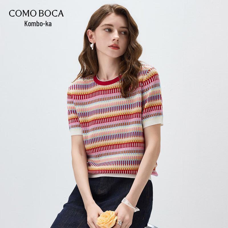 Women s Mulberry Silk Striped Knit T-Shirt XL