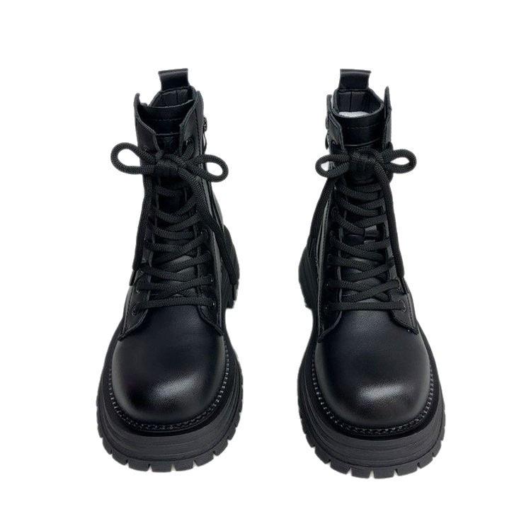 Martin Boots Women's 2025 Autumn and Winter New Small Thick-soled Heightening Short Boots, Thin British High-heeled Locomotive Boots Niche