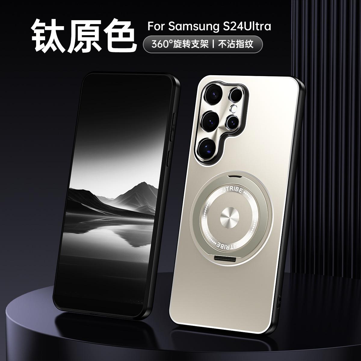 

Подходит для Samsung S24Ultra металлический матовый чехол для мобильного телефона S23Ultra автомобильный вращающийся кронштейн всеобъемлющий противоударный чехол S23Ultra