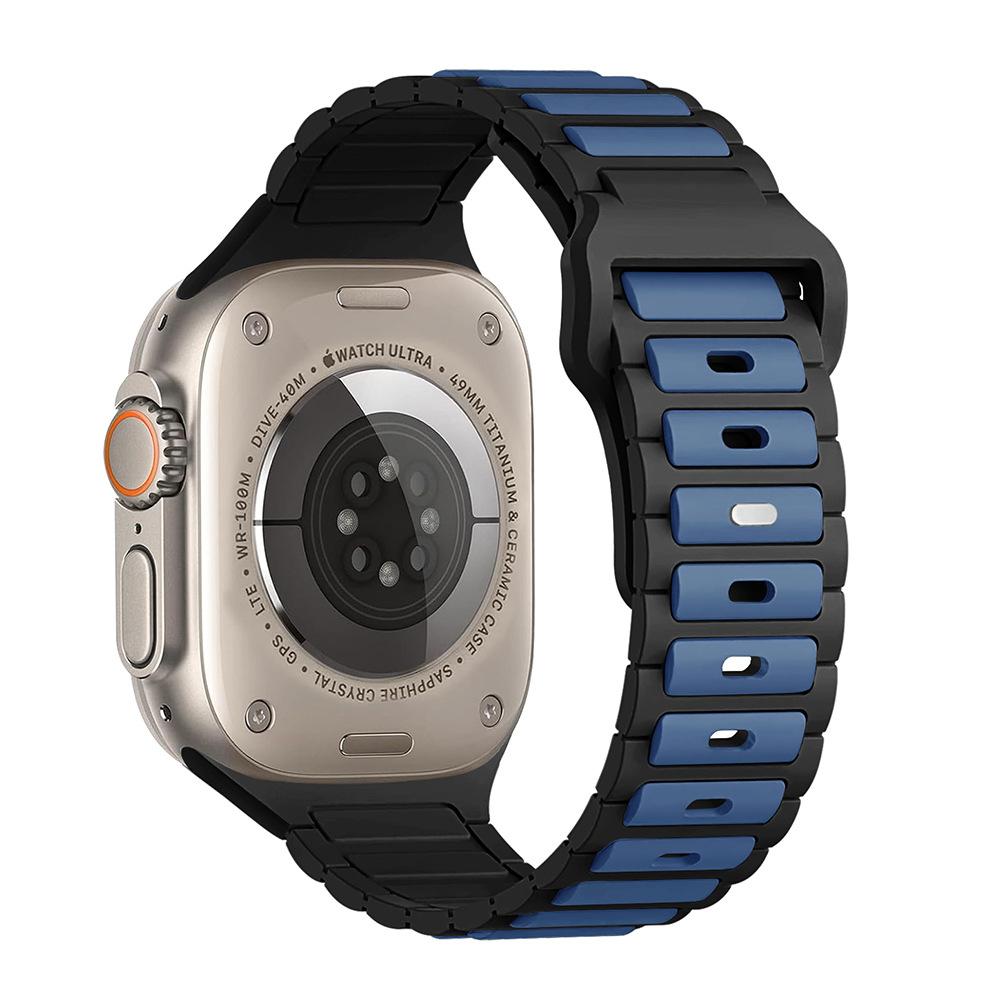 

Dual Color Silicone Strap for Apple Watch Series 10 46mm/Ultra 2/Ultra 49mm/9 8 7 45mm/SE (2023) SE (2022) SE 6 5 4 44mm/3 2 1 42mm Blue+Black