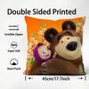 MMasha And The BearR Cartoon Cushion Cover Plush Fabric Soft DoubleSided Printed Sofa Warm Winter Home Child Gift Pillow Case