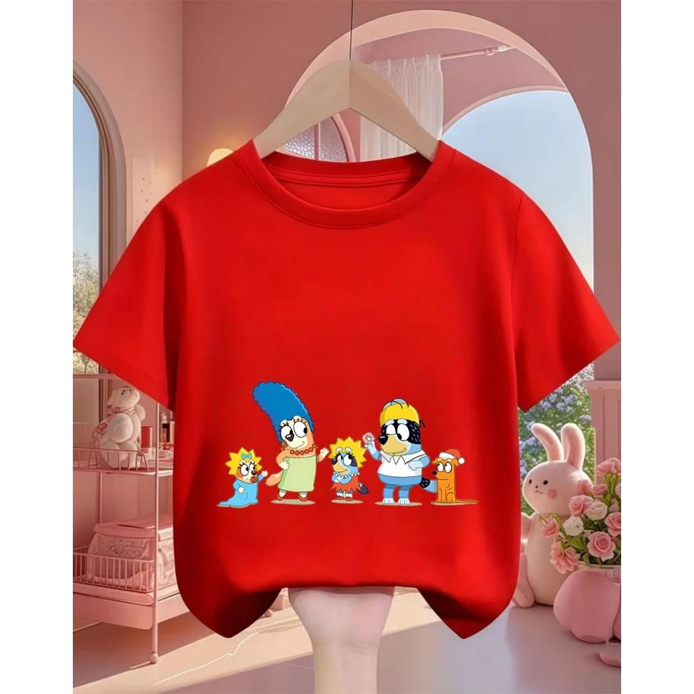 Cute Kawaii Children T Shirt Bluey Popular Print Summer Street Style Fashion Tops For Kids 3-14 Age