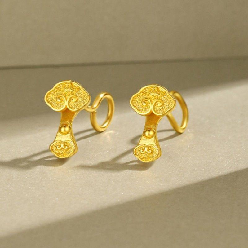 Auspicious Golden Wishbone Earrings - Light Luxury High-End Niche Jewelry