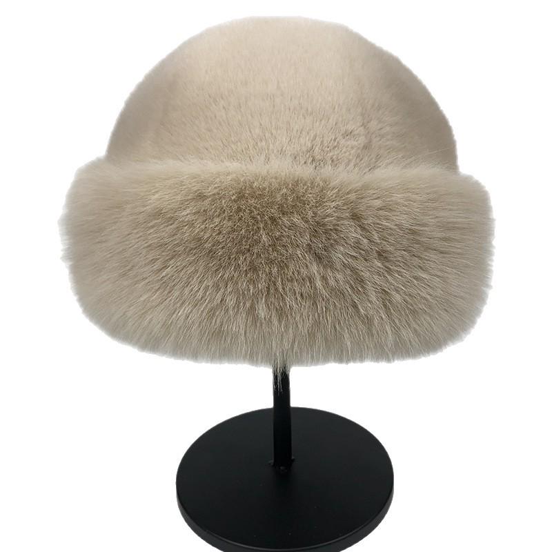 Women's Faux Mink Fur Mongolian Bucket Hat - Thick, Warm, Fashionable for Autumn & Winter, Small Face Effect