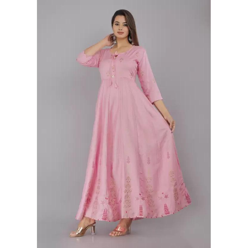 Robe Anarkali Designer en Rayonne pour Femme Kurta Indien Bollywood Imprimé Kurti Robe SC-2135